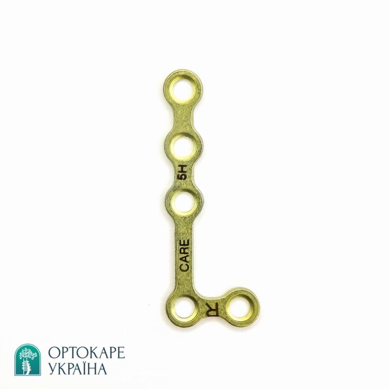 L- подібна пластина з 5 отворами, перемичка 12 мм, ліва товщина 1,0 мм